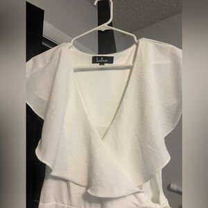 White Lulus jumpsuit. Wide leg bottoms.